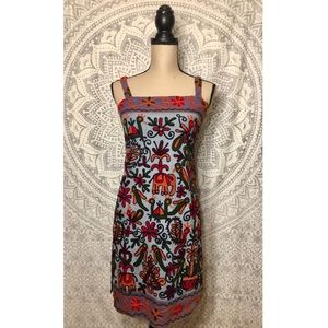 VTG 90s Cotton Boho Ethnic Elephant Floral Dress